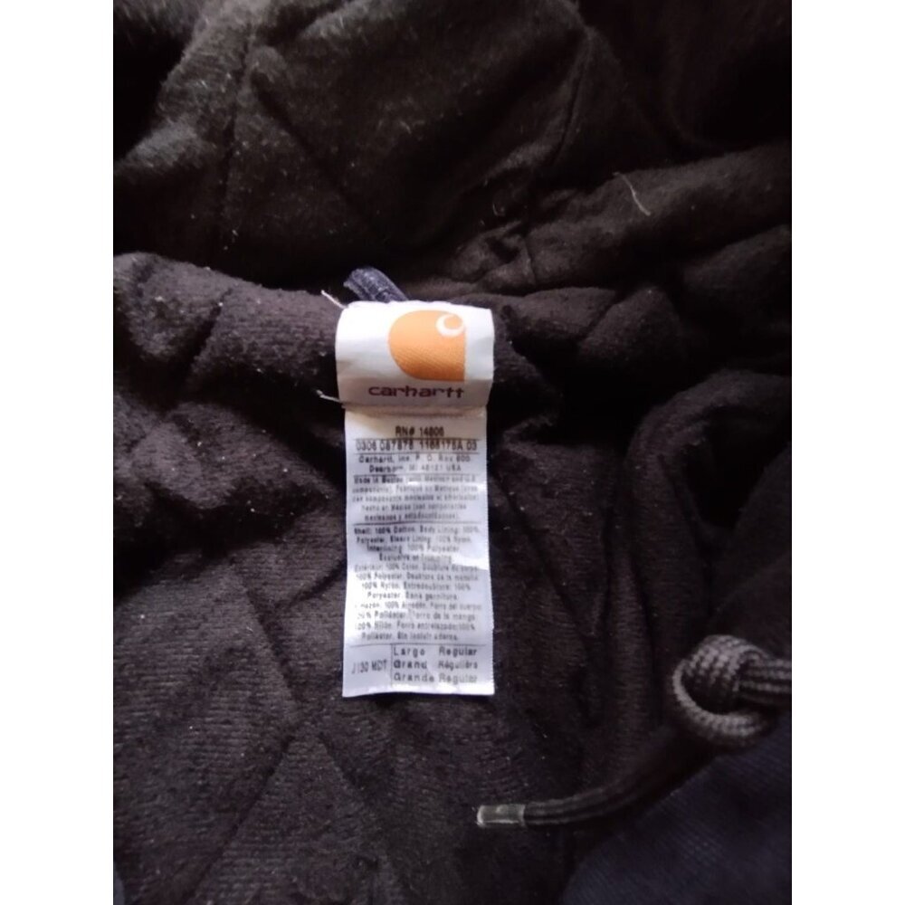 Vintage Carhartt Jacket Mens Large J130 Midnight Navy Quilted Flannel Lined - Picture 3 of 6